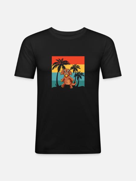 Triceratops - Männer Slim Fit T-Shirt - Schwarz