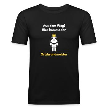 Lustig Ortsbrandmeister Freiwillige Feuerwehr - Männer Slim Fit T-Shirt - Schwarz - Vorne - Nik (191cm)
