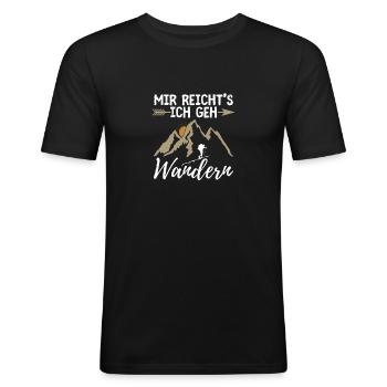 Wandern Trekking Bergsteigen Südtirol Schwarzwald - Männer Slim Fit T-Shirt - Schwarz - Vorne - Nik (191cm)