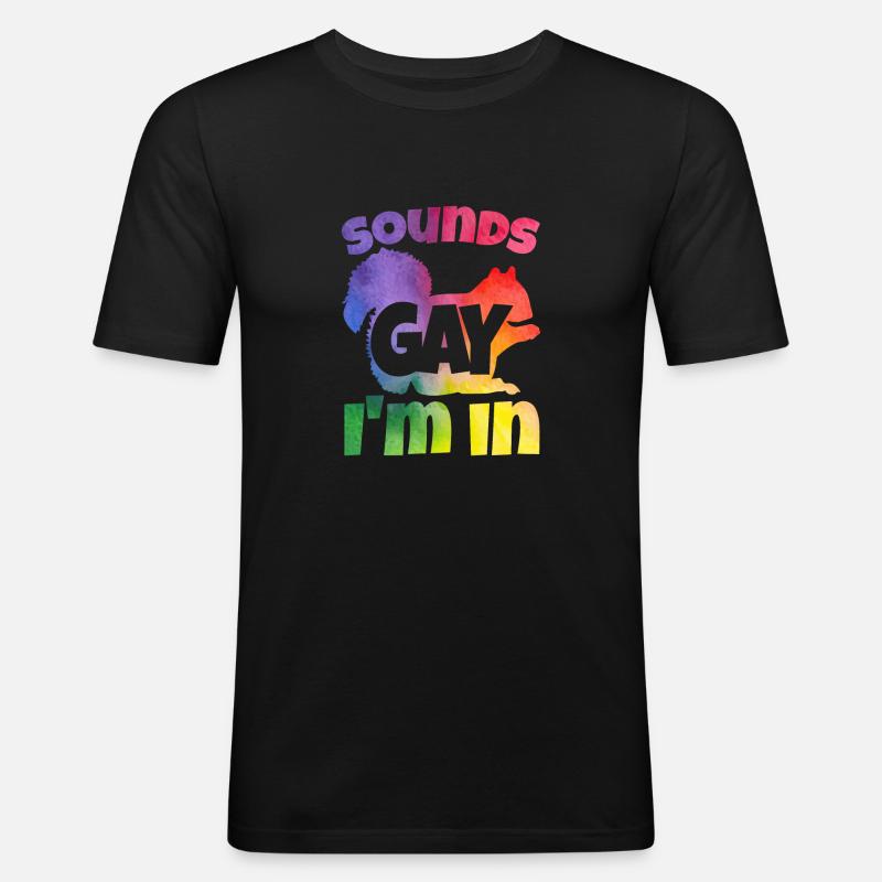 Eichhörnchen und ein Regenbogen - Männer Slim Fit T-Shirt - Schwarz