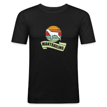 Mantrailer Mantrailing Fährtenhund Hundesport - Männer Slim Fit T-Shirt - Schwarz - Vorne - Nik (191cm)
