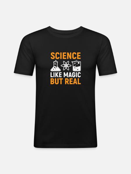 Science like magic but real - Men's Slim Fit T-Shirt - black