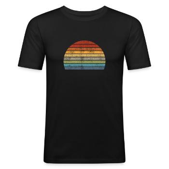 Retro Hintergrund Regenbogen Vintage Style Sonne - Männer Slim Fit T-Shirt - Schwarz - Vorne - Nik (191cm)