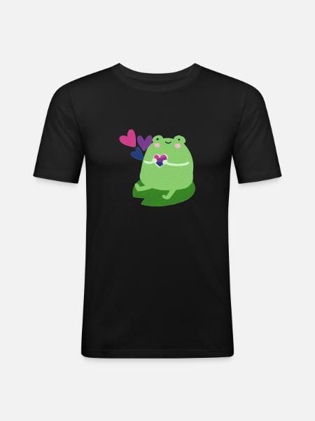 Sød frø med biseksuelle stolthed flag farver - Herre Slim Fit T-Shirt - sort