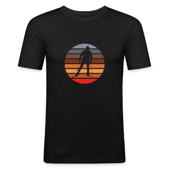 Ski Langlauf Langläufer - Männer Slim Fit T-Shirt - Schwarz - Vorne - Nik (191cm)