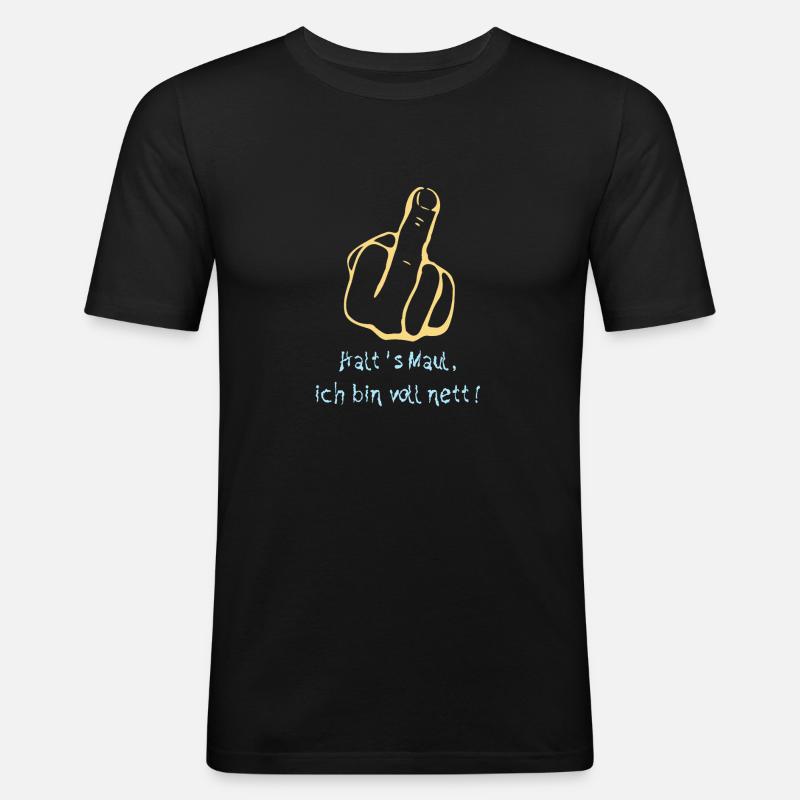 Voll nett - Männer Slim Fit T-Shirt - Schwarz