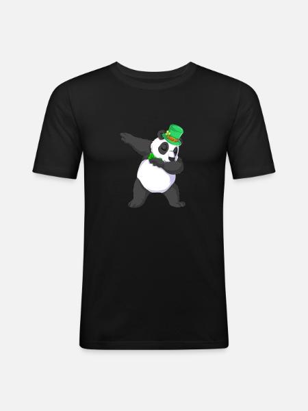 dabbing panda st patricks day - Men's Slim Fit T-Shirt - black