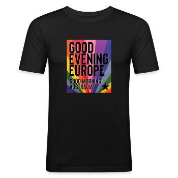 Good Evening Europe - Men's Slim Fit T-Shirt - black - Front - Nik (191cm)