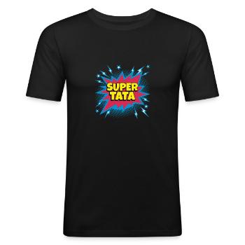 Super Tapa super héro supertata - T-shirt près du corps Homme - noir - Devant - Nik (191cm)