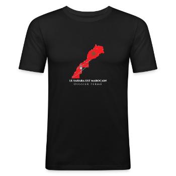 Le Sahara marocain - T-shirt près du corps Homme - noir - Devant - Nik (191cm)