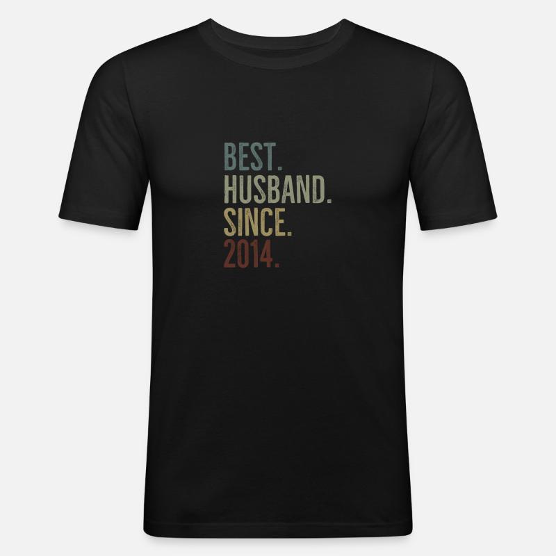 Bester Ehemann seit 2014 - Männer Slim Fit T-Shirt - Schwarz
