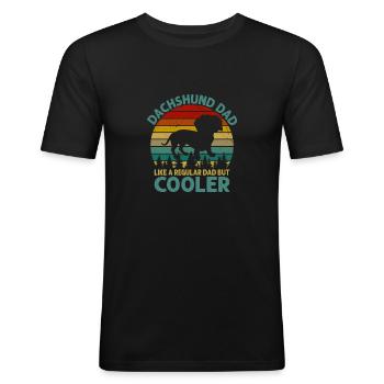 DACHSHUND DAD TECKEL DACHSHUND LOVE - Men's Slim Fit T-Shirt - black - Front - Nik (191cm)