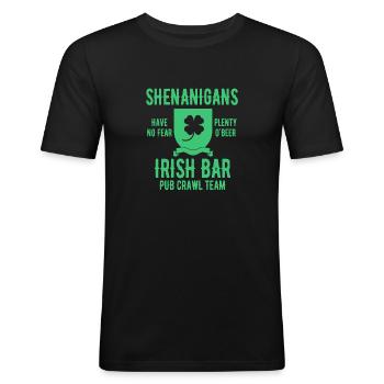 Irish Pub Crawl St. Patricks Day Party Beer Drink - Men's Slim Fit T-Shirt - black - Front - Nik (191cm)