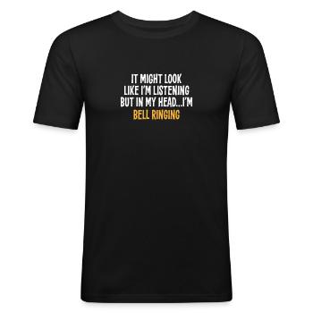 IT MIGHT LOOK LIKE I'M LISTENING BUT IN MY HEAD I' - Men's Slim Fit T-Shirt - black - Front - Nik (191cm)