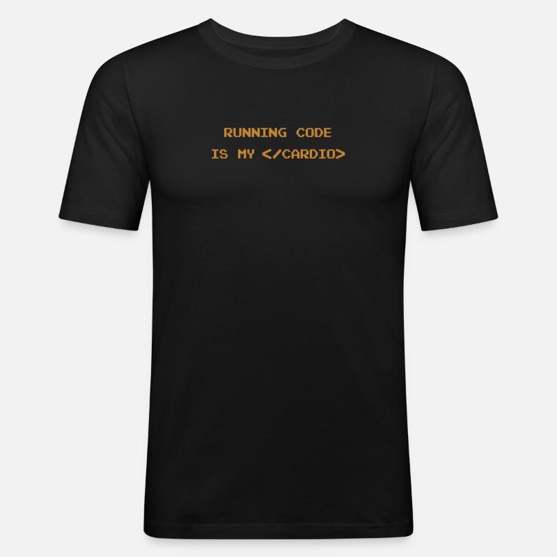 Running Code Is My Cardio Funny Coding - Men's Slim Fit T-Shirt - black