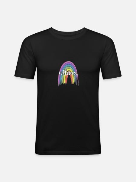 ALANA Rainbow Cursive - Men's Slim Fit T-Shirt - black