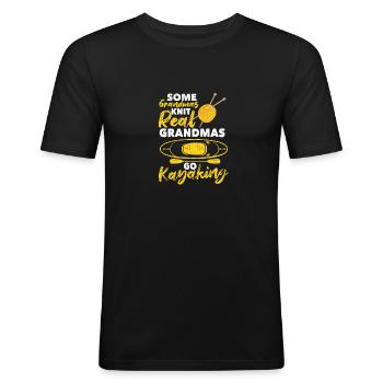 Some grandmas knit real grandma go kayaking - Men's Slim Fit T-Shirt - black - Front - Nik (191cm)