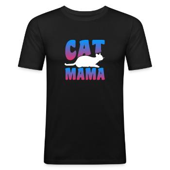 Journée du chat - T-shirt près du corps Homme - noir - Devant - Nik (191cm)