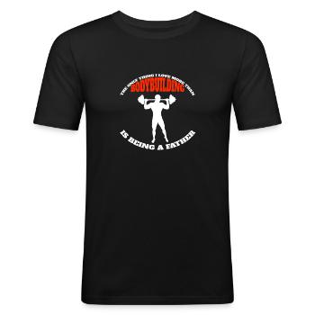 Fitness Papa Musculation Bodybuilder Père Muscle - T-shirt près du corps Homme - noir - Devant - Nik (191cm)