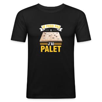 je peux pas j'ai palet idée cadeau palet breton - T-shirt près du corps Homme - noir - Devant - Nik (191cm)