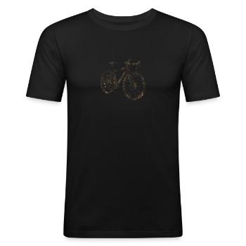 Racefiets Silhouet Fietsen Biker Funny Bike - Mannen slim fit T-shirt - zwart - Voor - Nik (191cm)