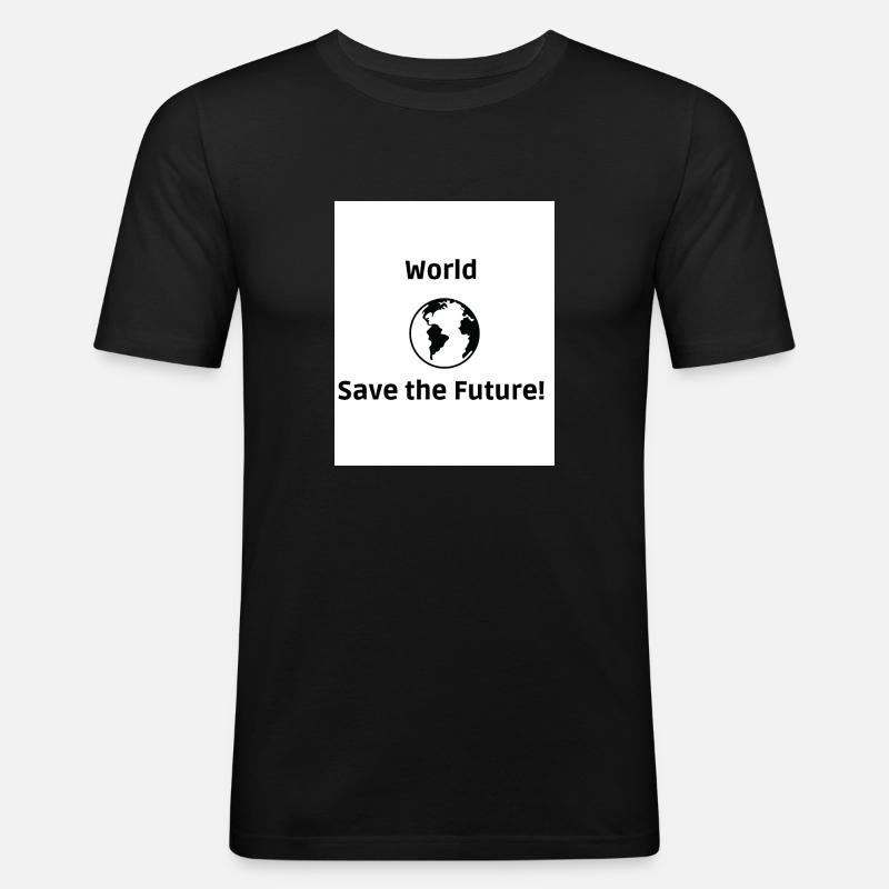 Save the World - Männer Slim Fit T-Shirt - Schwarz