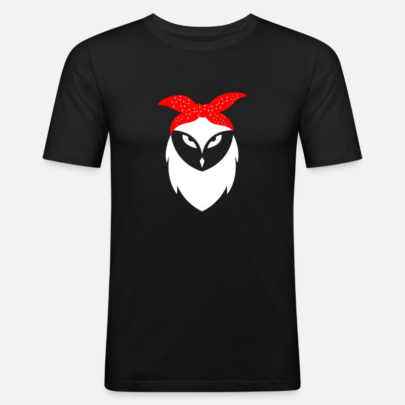 Eule - Männer Slim Fit T-Shirt - Schwarz