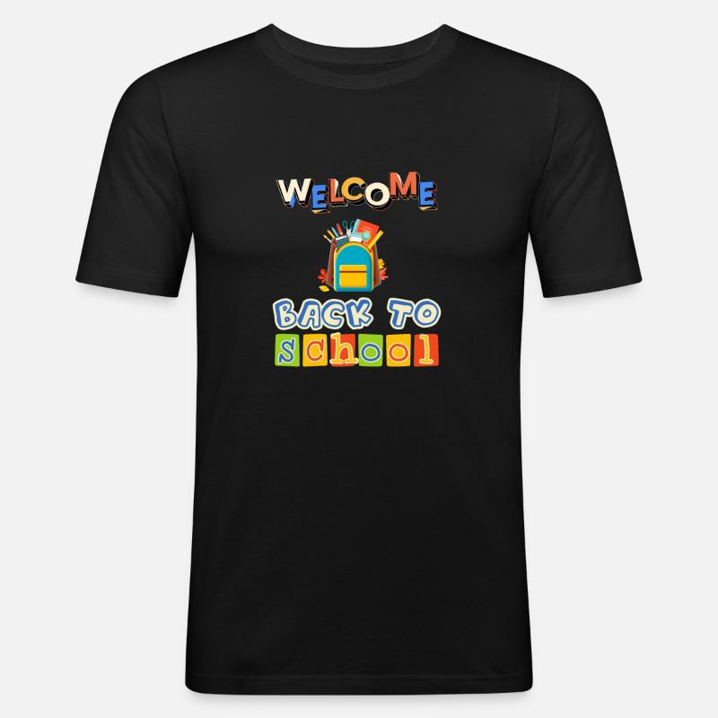 welcome back to school - Männer Slim Fit T-Shirt - Schwarz