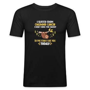 Sloth I Suffer From Childhood Cancer Awareness - Männer Slim Fit T-Shirt - Schwarz - Vorne - Nik (191cm)
