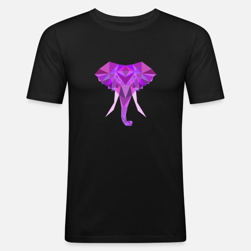Elephant Low Poly Polygon - Men's Slim Fit T-Shirt - black