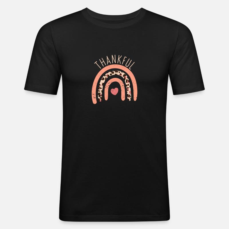 Dankbares Regenbogenherz Thanksgiving Dinner - Männer Slim Fit T-Shirt - Schwarz