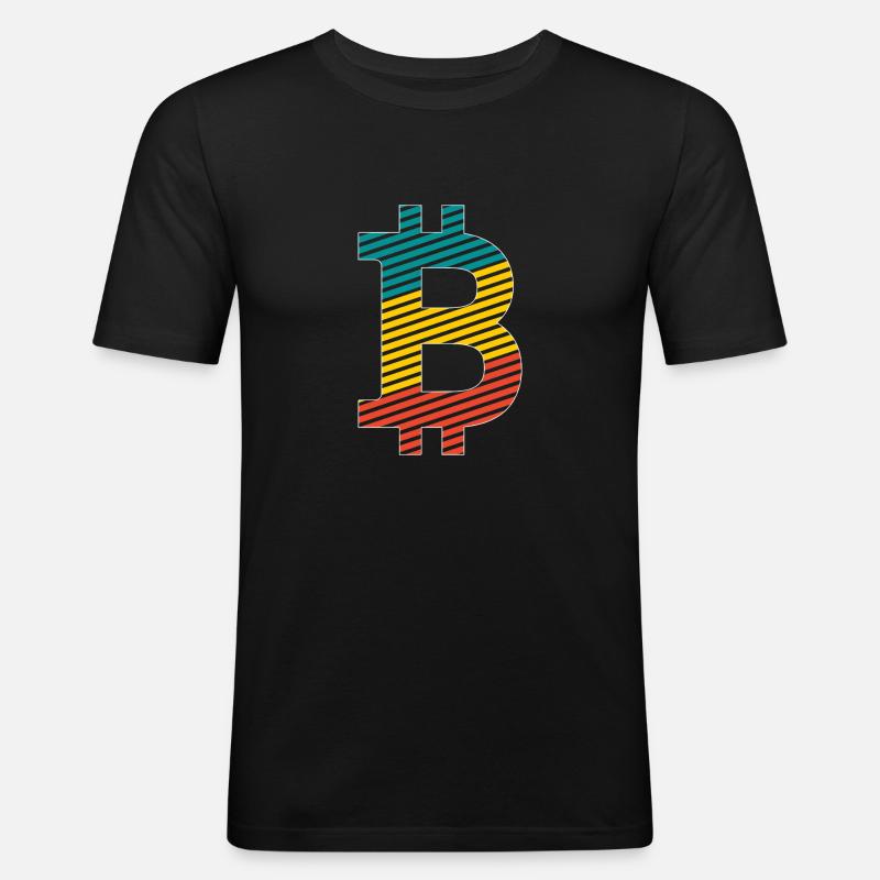 Bitcoin Retro2 - Männer Slim Fit T-Shirt - Schwarz
