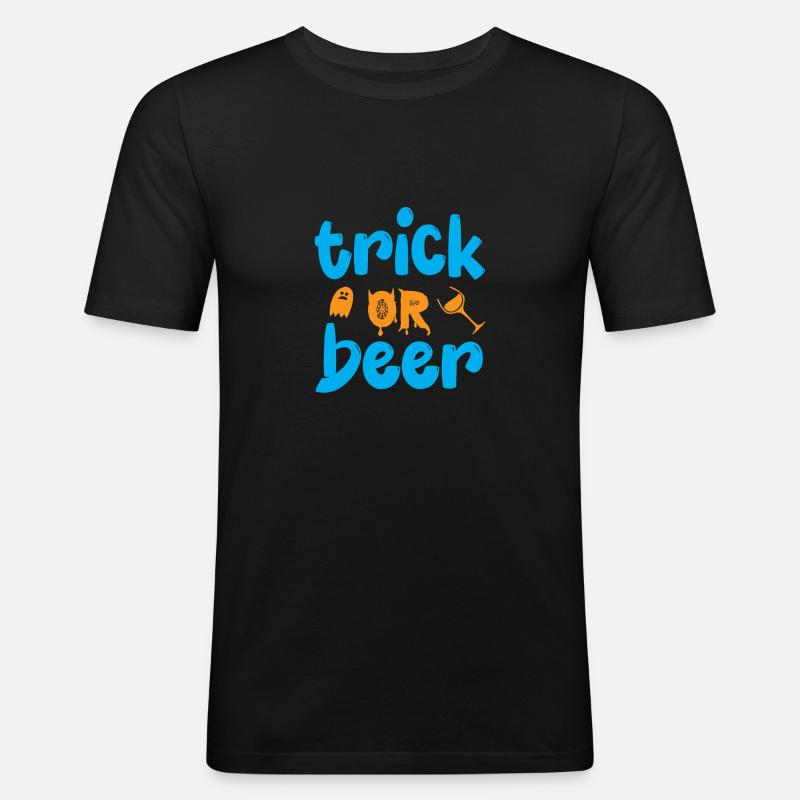 Trick oder Bier - Halloween-Humor - Männer Slim Fit T-Shirt - Schwarz