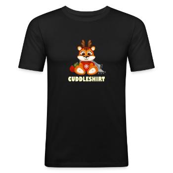 Kuschelshirt Kuscheln Gemütlich Winter Warm Schnee - Männer Slim Fit T-Shirt - Schwarz - Vorne - Nik (191cm)