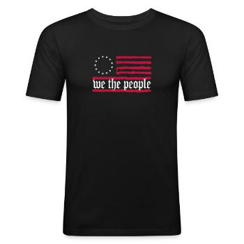 We The People America Flag Constitution - Men's Slim Fit T-Shirt - black - Front - Nik (191cm)