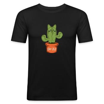 Cat-your - Men's Slim Fit T-Shirt - black - Front - Nik (191cm)