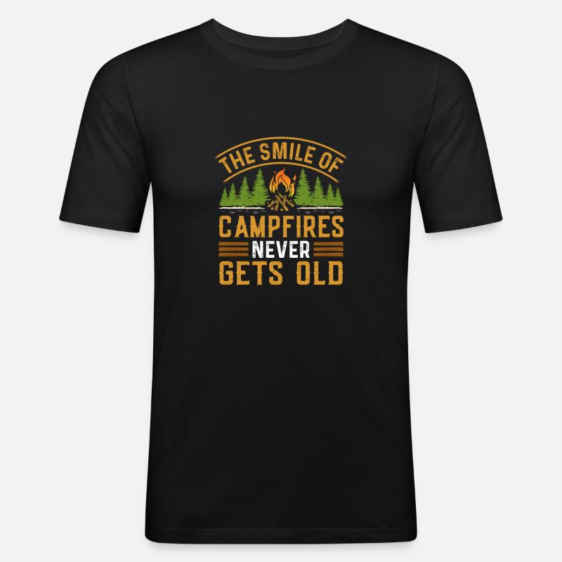 Camping campfire - Männer Slim Fit T-Shirt - Schwarz