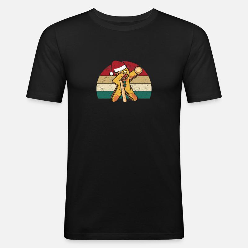 Dabbing Lebkuchenmann Weihnachtsmann Softball - Männer Slim Fit T-Shirt - Schwarz