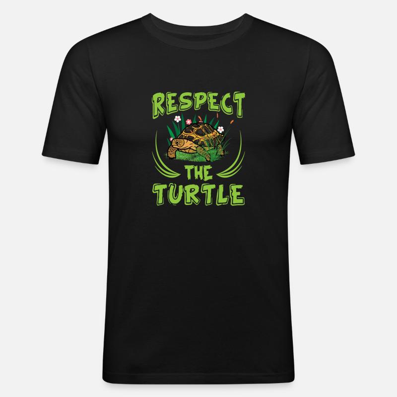 Schildkröte Respect the Turtle - Männer Slim Fit T-Shirt - Schwarz