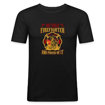 Feuerwehrmann - Männer Slim Fit T-Shirt - Schwarz - Vorne - Nik (191cm)