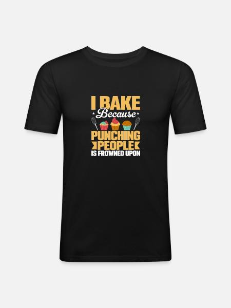 Jeg bager, fordi det er ildeset at slå folk på cak - Herre Slim Fit T-Shirt - sort