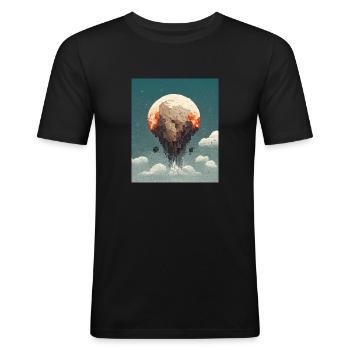 Pixel Planet Sandbox - Men's Slim Fit T-Shirt - black - Front - Nik (191cm)