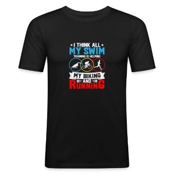Jeg tror al min svømmetræning Triathlon Swim Cycl - Herre Slim Fit T-Shirt - sort - Foran - Nik (191cm)