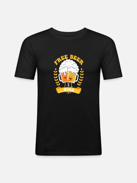 Beer Hugs - Männer Slim Fit T-Shirt - Schwarz