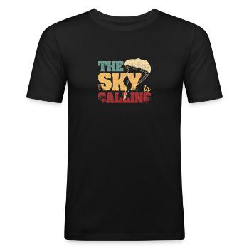 Parachutisme Adrénaline - T-shirt près du corps Homme - noir - Devant - Nik (191cm)