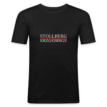 Stollberg Erzgebirge - Männer Slim Fit T-Shirt - Schwarz - Vorne - Nik (191cm)