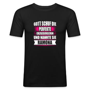 Erzgebirge Frau Namen Sachsen Ramona - Männer Slim Fit T-Shirt - Schwarz - Vorne - Nik (191cm)