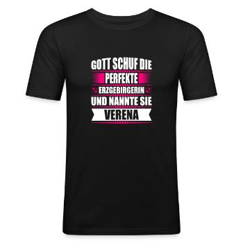 Erzgebirge Frau Namen Sachsen Verena - Männer Slim Fit T-Shirt - Schwarz - Vorne - Nik (191cm)