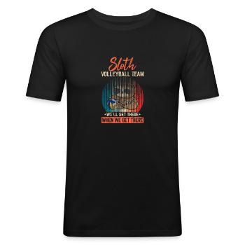 Funny Sloth Volleyball Team Volleyball Lover Volle - Männer Slim Fit T-Shirt - Schwarz - Vorne - Nik (191cm)