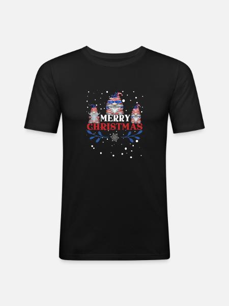 Merry Cristmas gnomes - Men's Slim Fit T-Shirt - black